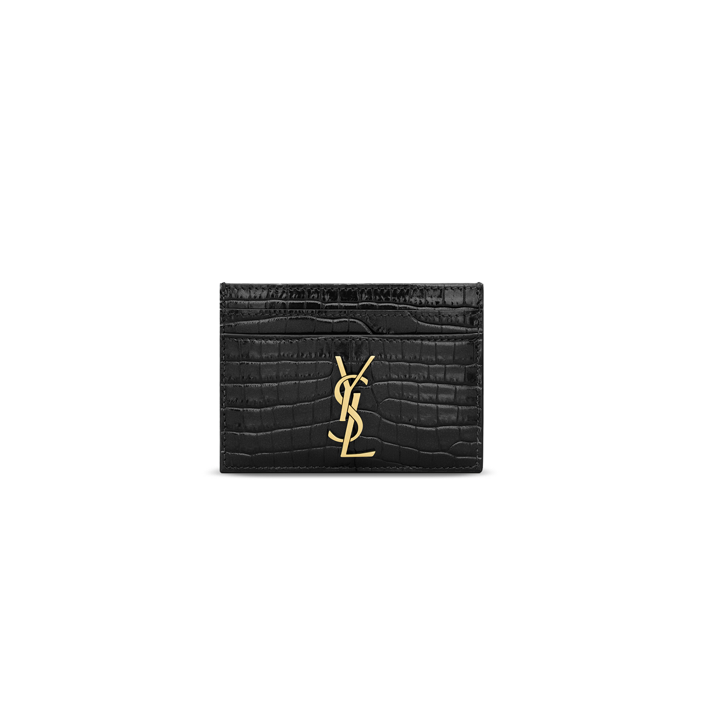 Y51 CASSANDRE CARD CASE IN CROCODILE-EMBOSSED SHINY LEATHER 370778DND0J1000 (10.5*7.5*0.5cm)
